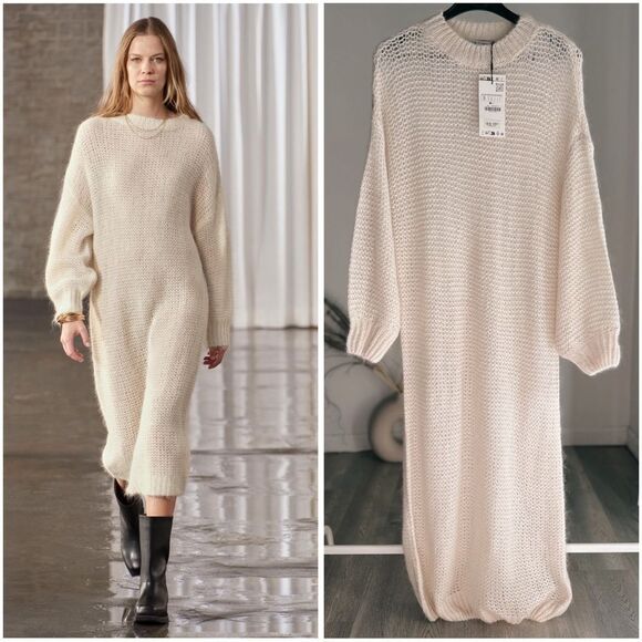 Zara Dresses & Skirts - ZARA ALPACA BLEND OVERSIZED KNIT DRESS